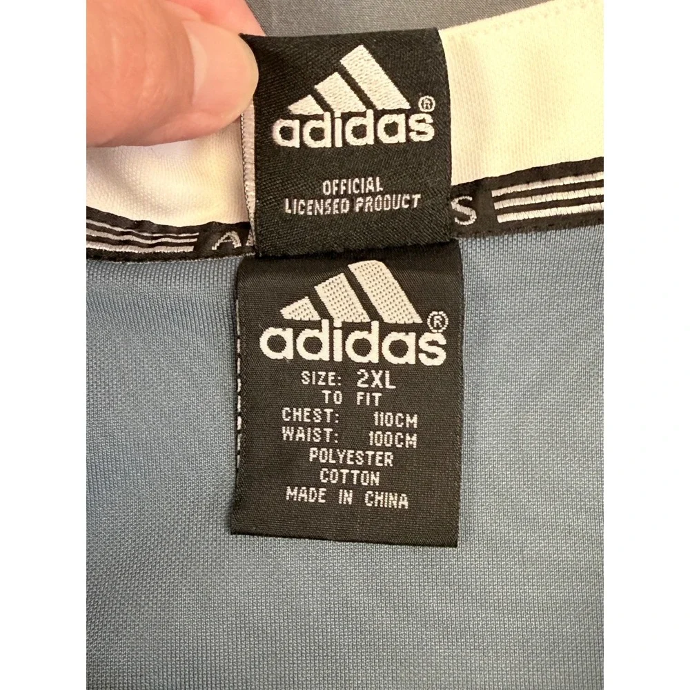 Vintage‎ Adidas New Zealand All Blacks Rugby Polo Shirt Blue Black Mens 2XL 2002